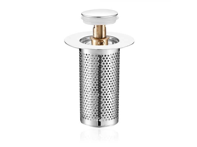  Crépine d'évier en acier inoxydable, bouchon de vidange d'évier à poussoir, longue, 1 pièce  - Conforama A
