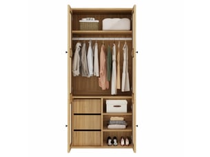 Armoire 4 porte(s) battante 3 tiroir(s) <strong>MERAX</strong> <strong></strong> coloris naturel largeur 90 cm