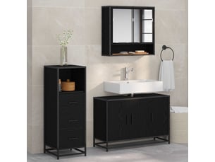 Ensemble de mobilier de salle de bain 3 pièces chêne noir cf64458
