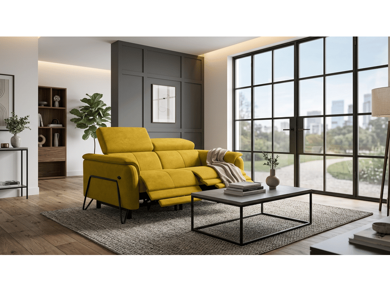 Canapé 2 places roden, 2x relax, tissu velours orange foncé - Conforama B