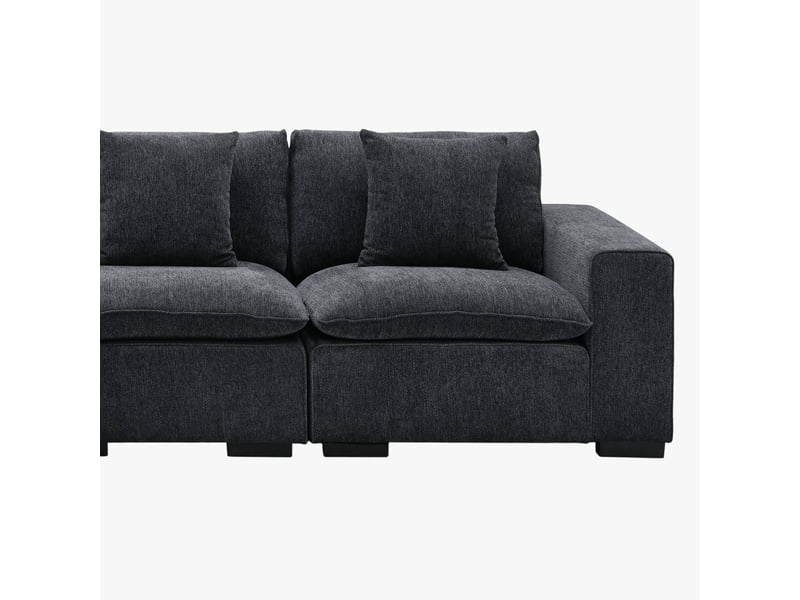  Canapé d'angle modulable et réversible en tissu gris foncé  - Conforama D