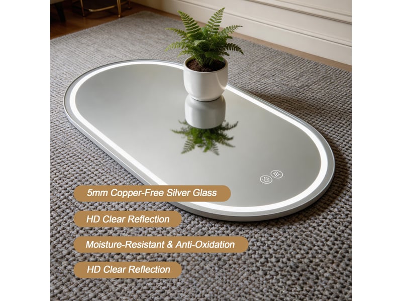  Miroir led ovale pour salle de bain 60 x 90 cm avec commande tactile  - Conforama C