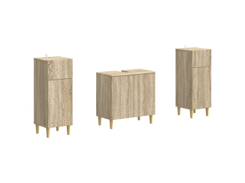  Ensemble de meuble de salle de bain 3 pièces delft chêne sonoma cf63384  - Conforama A