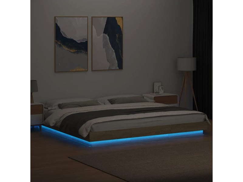  Lit double- lit adulte -  cadre de lit avec lumières led sans matelas 200x200 cm  - Conforama C
