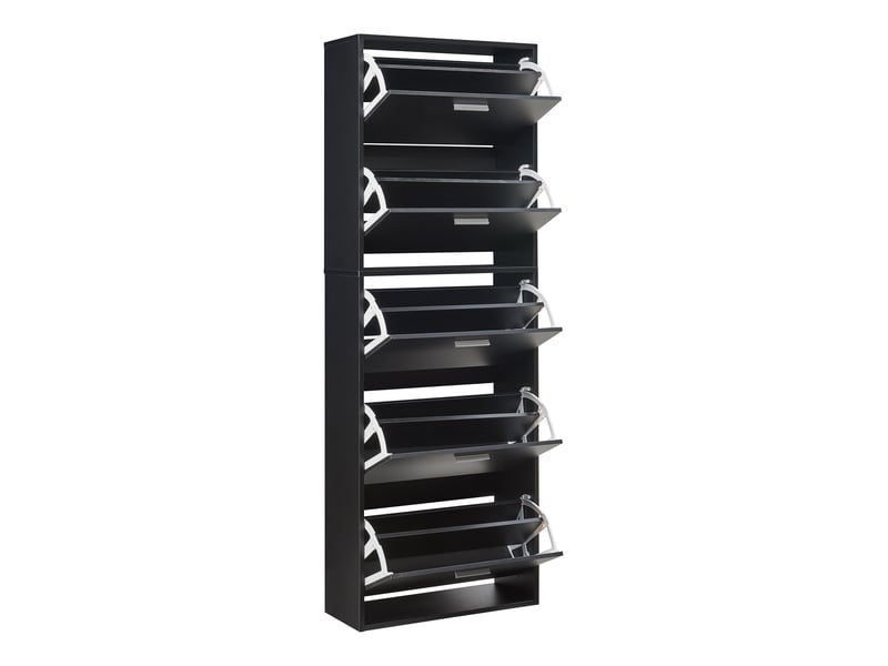 Meuble à chaussure rangement ranges-chaussures 169 x 60 x 24 cm à 5 abattants noir 03_0010142  - Conforama C