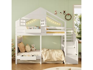 Lit superposé 90x200 cm <strong>MODFU</strong> <strong></strong> coloris blanc