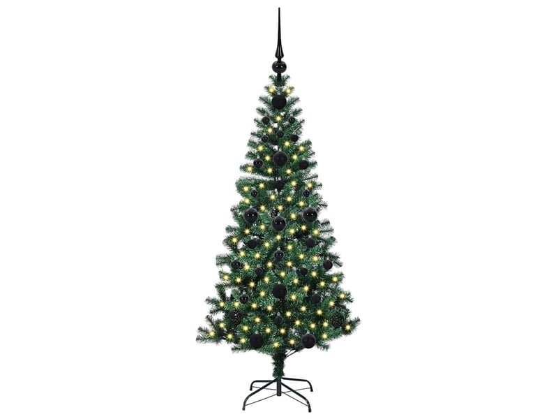 Sapin de noël - arbre de noël artificiel pré-éclairé vert 120 cm pvc et métal - Conforama C
