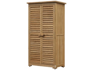 Armoire de jardin abri jardin remise pour outils sur pied 2 étagères portes persiennes toit bitumé étanche bois sapin pré-huilé
