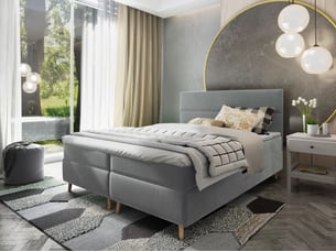 Lit avec rangement 140x200 cm <strong>MASSENO</strong>  <strong></strong> coloris gris
