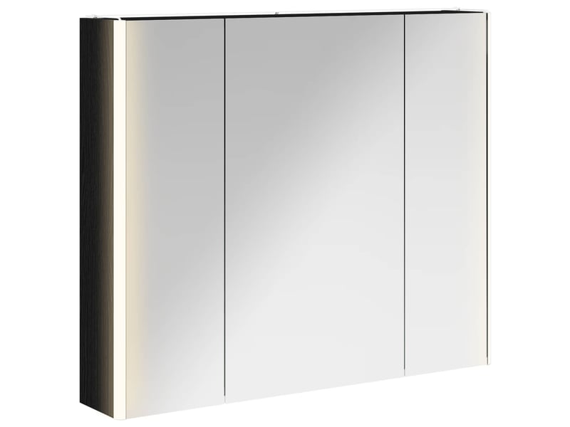 Armoire miroir salle de bain, meuble de rangement chêne noir 83.5x15.5x70 cm - Conforama A