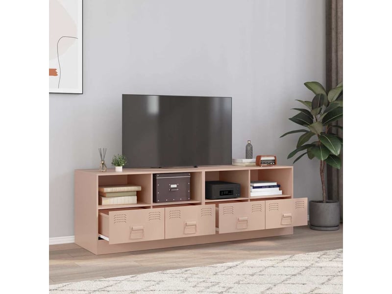  Lot de 2 meuble tv bas salon rose 67x39x44 cm acier shl30484  - Conforama B
