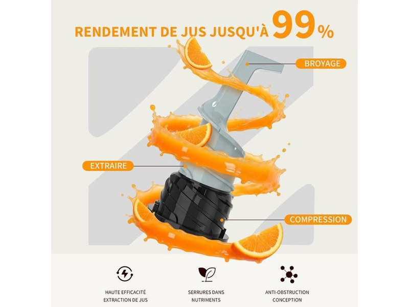  Extracteur de jus lent 1,8l 400w ouverture 152 mm filtre double bleu 401650_AACRX03308_6_DROPFR - Conforama E