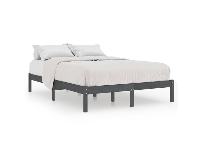  Lit double- lit adulte -  cadre de lit sans matelas gris bois massif 200x200 cm  - Conforama A