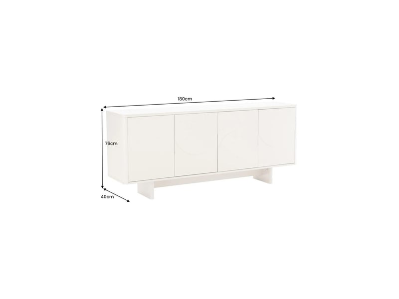  Buffet miya 180 cm blanc – 4 portes, 8 niches et plateau céramique effet marbre  - Conforama C