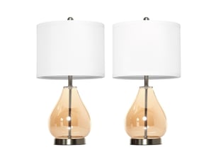 Lot de 2 lampes de table, lampes de chevet avec douille e27 (lin), 40 w max., pour salon, ø 30 x 56 cm, blanches