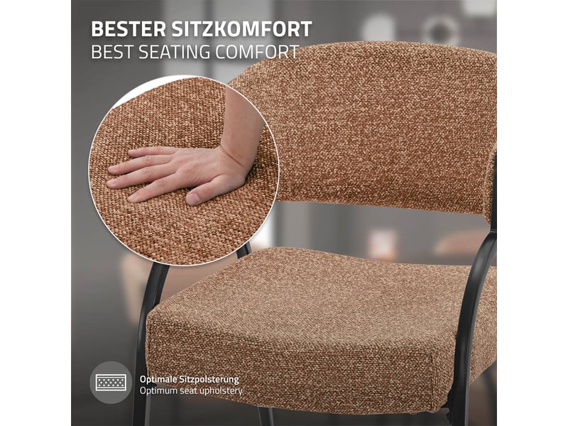  Ml-design lot de 2 chaises de salle à manger rembourrées en tissu bouclé, avec accoudoirs et dossier incurvée, cadre en acier, rembourrage confortable, pour salon cuisine bureau, 120 kg, rouge ECD Germany GmbH - Conforama D