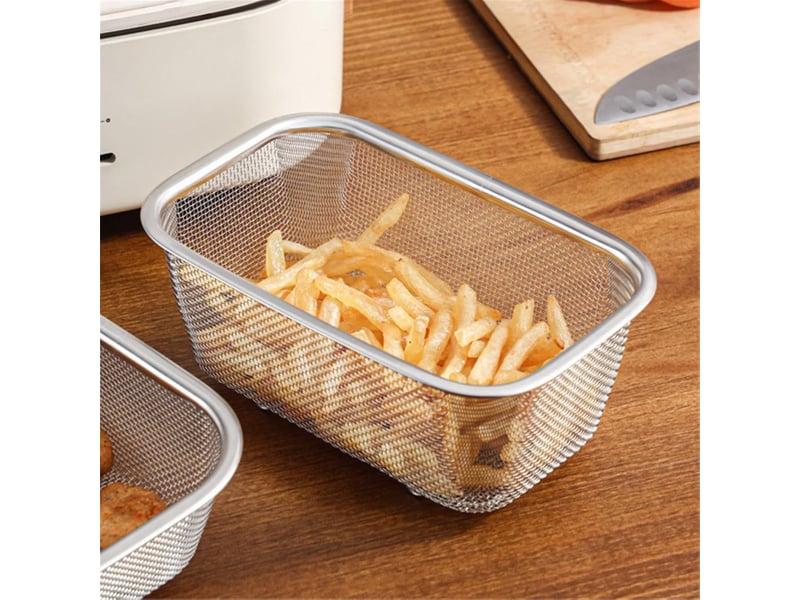  Panier à tamis en acier inoxydable, passoire cuisine tamis rectangulaire avec des jambes filtre à huile à mailles fines, panier à frites carré  - Conforama B