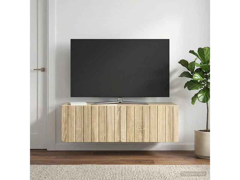  Meuble tv - banc tv - meuble de rangement mural 98 x 41 x 30 cm chêne sonoma bois d'ingénierie  - Conforama D