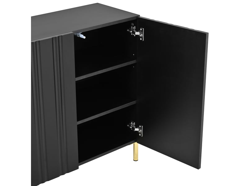  Meuble à chaussures et buffet 120 x 35,5 x 80 cm en mdf et panneaux de particules avec 3 portes et étagères réglables noir chicfurn  - Conforama E
