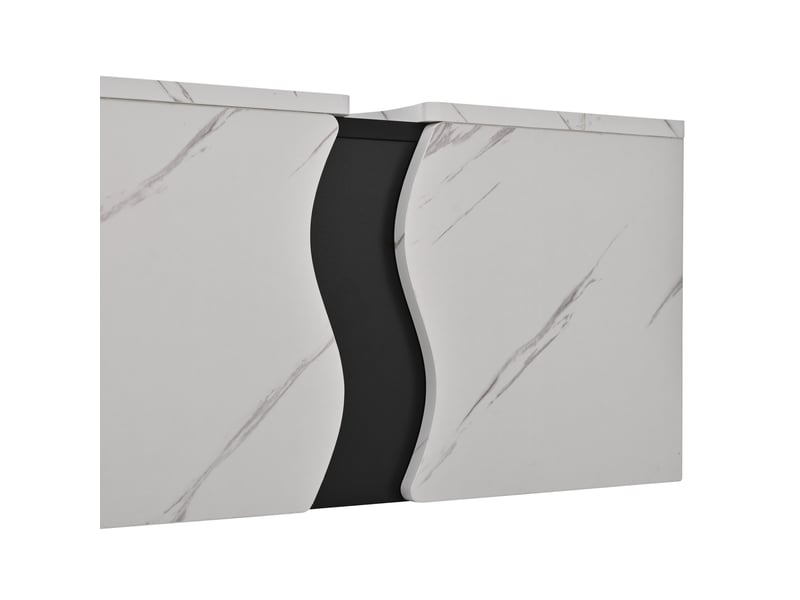  Table basse avec tiroir à ouverture par pression pour salon 70×70×31 cm en panneaux de particules blanc  - Conforama D