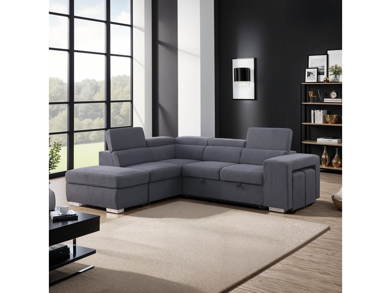  Canapé d'angle à gauche 268x163x82 cm en velours anthracite - sven  - Conforama B