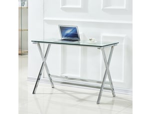 Bureau 110x55x76 cm en verre trempé transparent