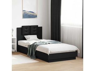 Lit adulte, lit simple, cadre de lit avec led sans matelas noir 100x200cm cf703
