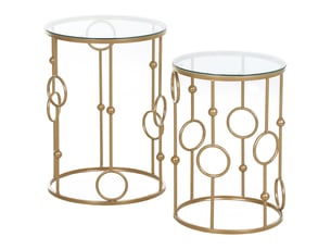 Table basse rond(e) coloris doré <strong></strong> <strong></strong> - 41 cmx41 cm