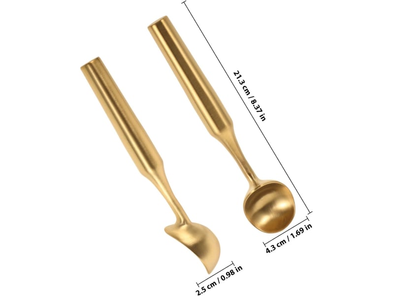  Cuillère à crème glacée inox dorée manche long antiadhésive facile à nettoyer pour boules de fruits glace et pâte à biscuits outil polyvalent  - Conforama B