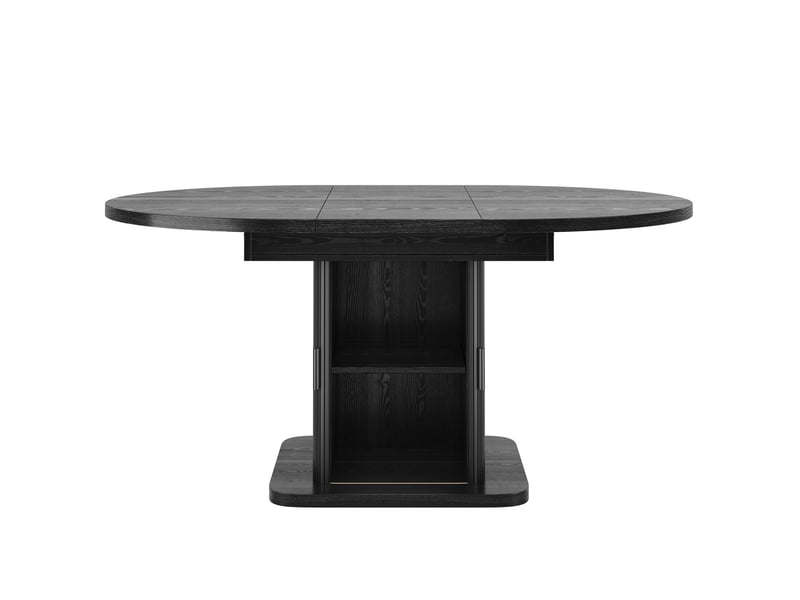  Table à manger ovale extensible 110-149,8x110x75 cm avec rangement noir mat  - Conforama E