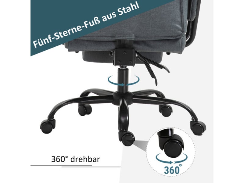  Chaise de bureau ergonomique inclinable à 150°, appui-tête, réglable en hauteur, gris, 135 kg  - Conforama E