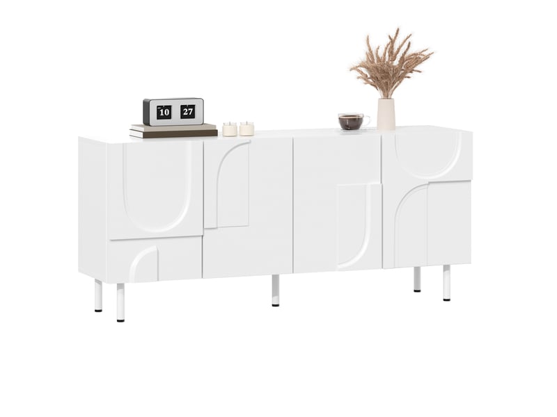  Buffet blanc, rangement, fermeture douce, design moderne, structure robuste - mdf et panneaux de particules - 160x38.5x70cm  - Conforama A