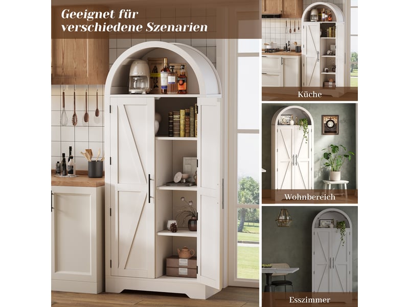 Buffet haut 170x70x35 cm, armoire de rangement cuisine avec portes et partie ouverte supérieure, idéal salle à manger - Conforama E