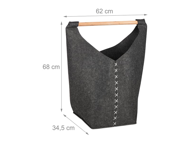  Panier à linge décoratif pliable facilement transportable 68 x 62 x 34,5 cm en feutre gris 13_0014001  - Conforama B