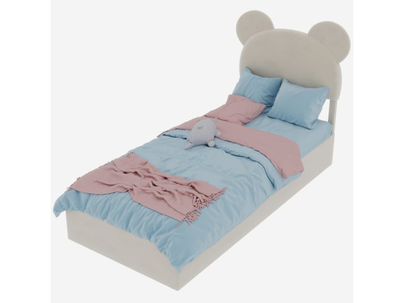 Lit coffre enfant 90x200 cm, tête de lit dessin animé, sans matelas, sans fond, beige - Conforama D