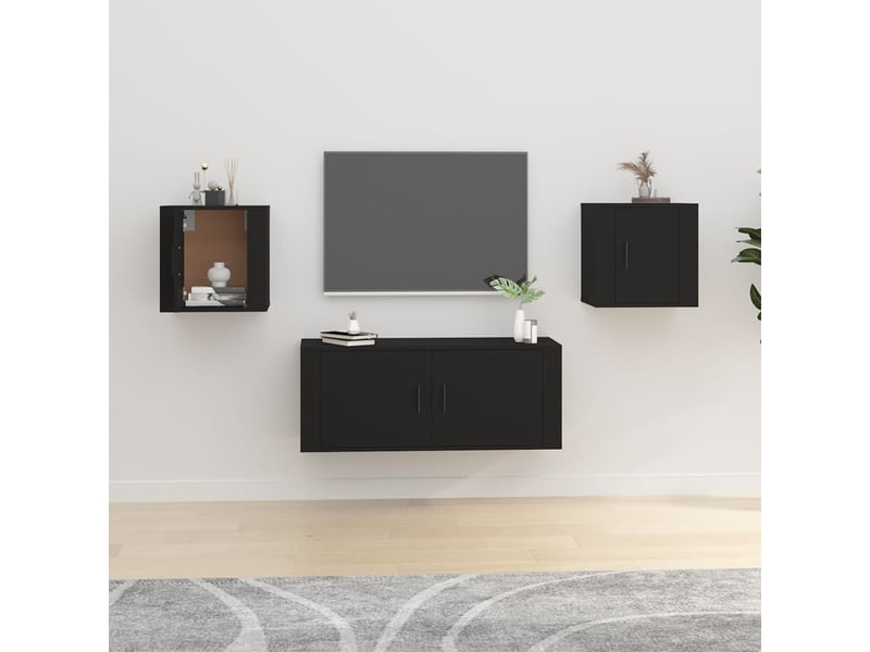  Lot de 2 meuble tv mural, meuble tv suspendu noir 40x34,5x40 cm  - Conforama B