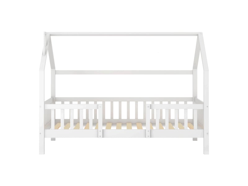  Lit enfant 90x200 cm en forme de cheminée, cadre de lit avec sommier à lattes, lit simple pour enfants et jeunes, blanc  - Conforama B