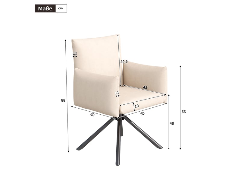  Ensemble table et chaises salle a manger 120160 × 80 cm avec table à rallonges, velours, table à manger avec 6 chaises beiges  - Conforama E