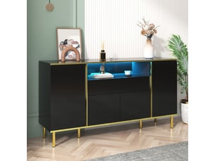 Buffet 4 porte(s)  1 tiroir(s) <strong></strong> <strong></strong> - 150 cm coloris noir 