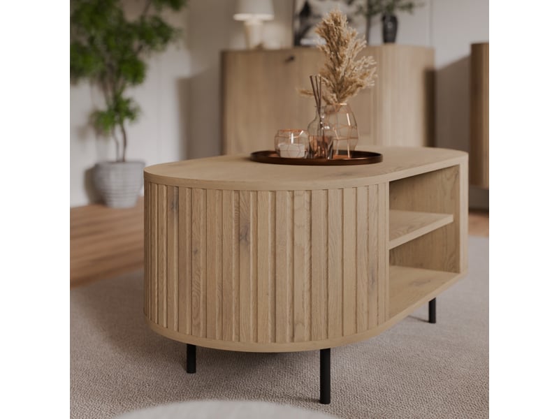  Table basse moderne ovale en bois 100cm lilio  - Conforama D