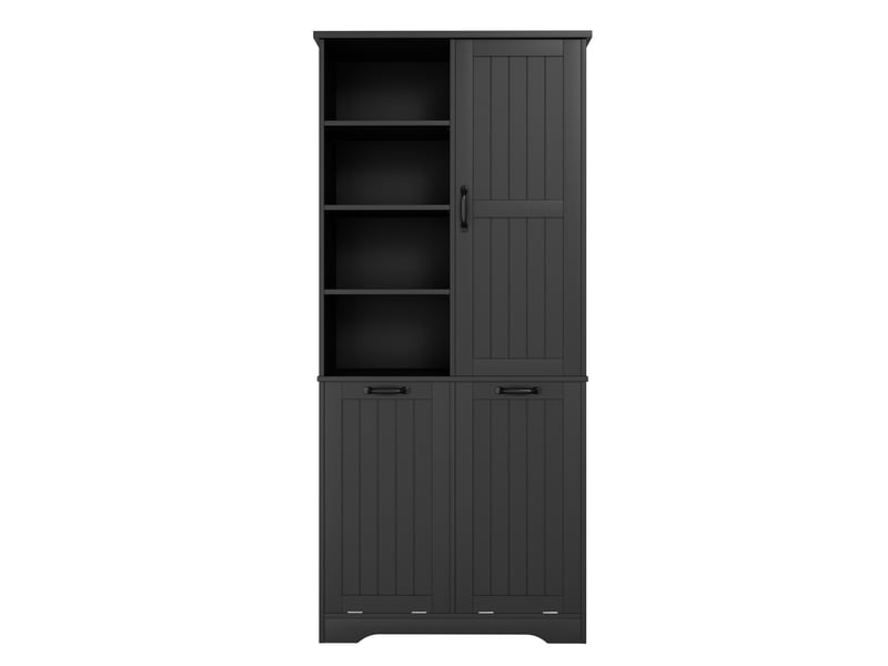  Colonne de salle de bains 78x35x172,7 cm avec 2 paniers à linge noire  - Conforama R