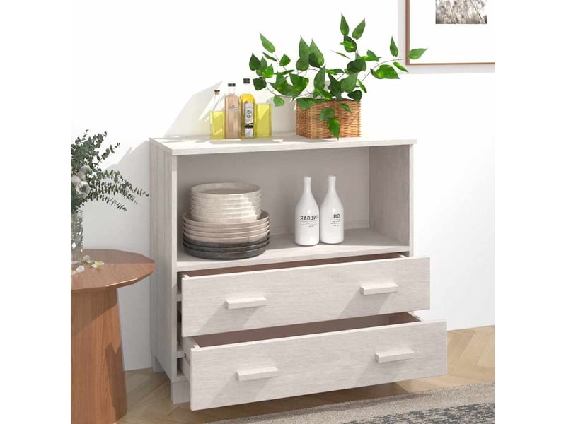  Buffet - bahut - meuble de rangement hamar blanc 85x35x80 cm bois massif de pin  - Conforama C