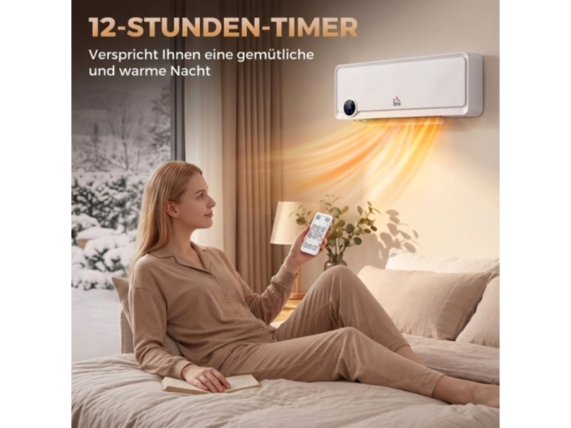  Chauffage soufflant mural 2000 w avec télécommande, 3 modes, écran led et minuterie 12 h  - Conforama B