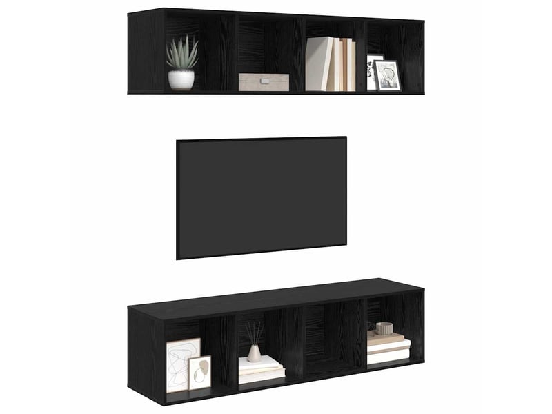  Ensemble meuble tv - banc tv - meuble de rangement 2 pcs chêne noir bois d'ingénierie  - Conforama C