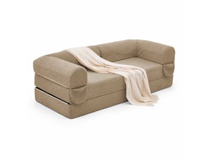 Canapé convertible 190x78x65cm 2 places, fonction 2-en-1, format compact, pour salon, revêtement polyuréthane, marron