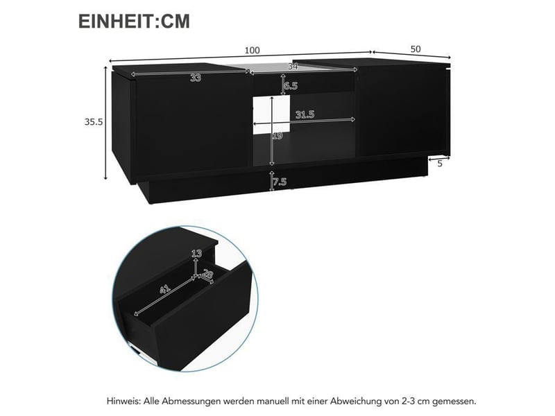  Table basse - truxen8 - verre - led - 2 tiroirs 100x50x35.5cm - Conforama E