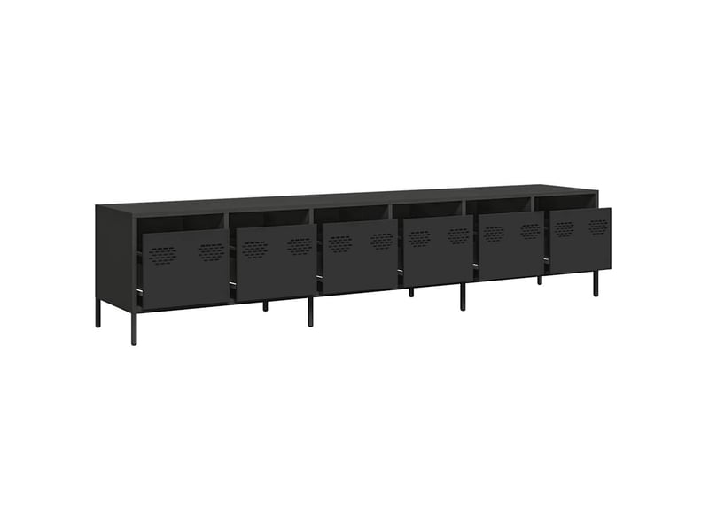  Meuble tv - banc tv - meuble de rangement noir 202x39x43,5 cm acier laminé à froid  - Conforama D