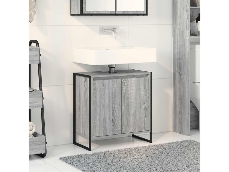  Cabinet de salle de bain, meuble de rangement gris sonoma 60x30x60 cm  - Conforama B