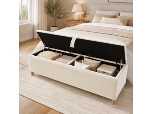 Lit avec rangement 160x200 cm <strong>FLORAGRACE</strong>  <strong></strong> coloris beige