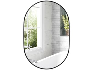Miroir de salle de bain ovale mural avec cadre en aluminium, vertical ou horizontal, 60 x 90 cm, noir